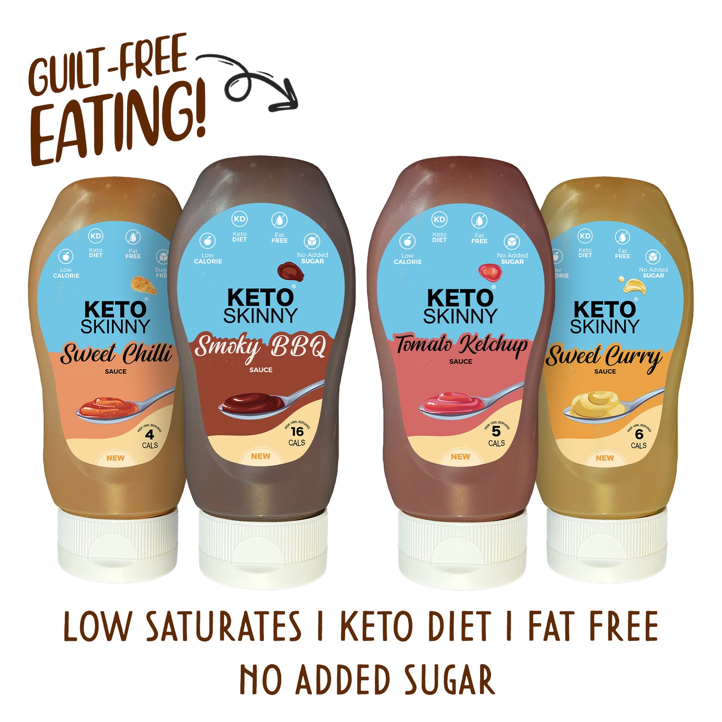Keto Skinny Assorted Combo(Sweet Chilli, Sweet Curry, BBQ, Ketchup)