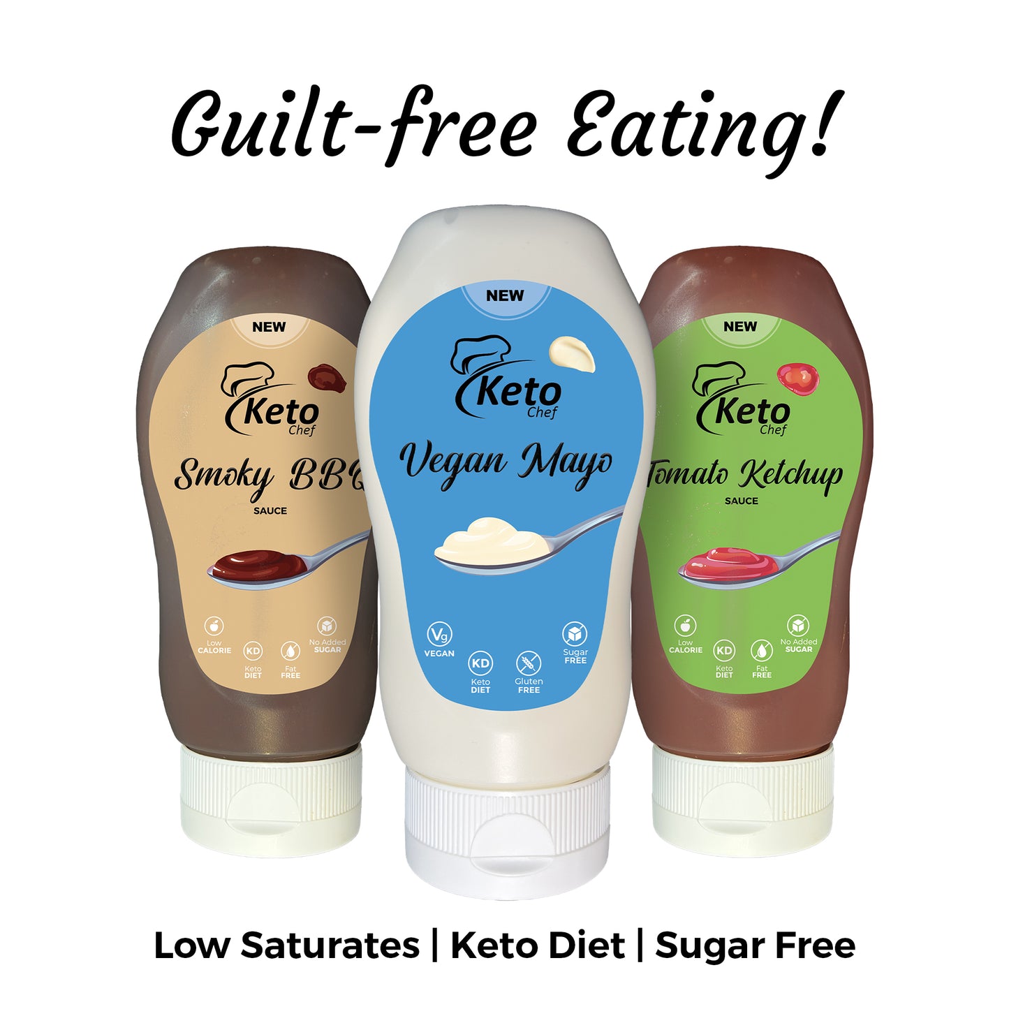 Keto Chef Sauces Combo – (Vegan Mayo, Smoky BBQ, Tomato Ketchup)