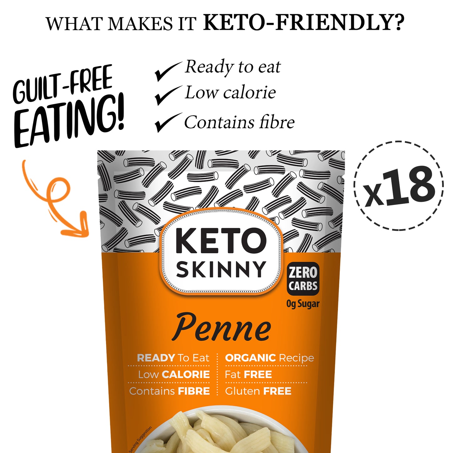 Keto Skinny Penne Pasta