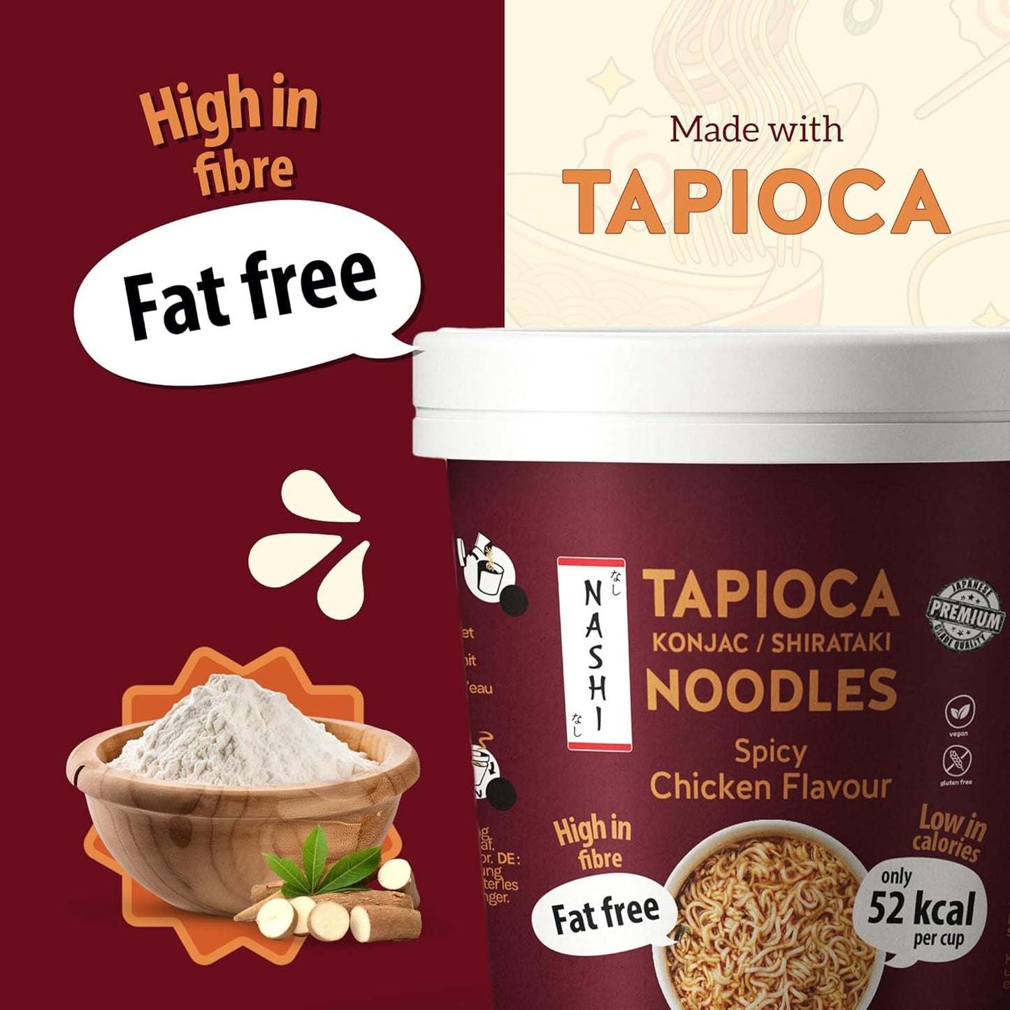 Nashi Tapioca Konjac Shirataki Pot Noodles- Spicy Chicken Flavour
