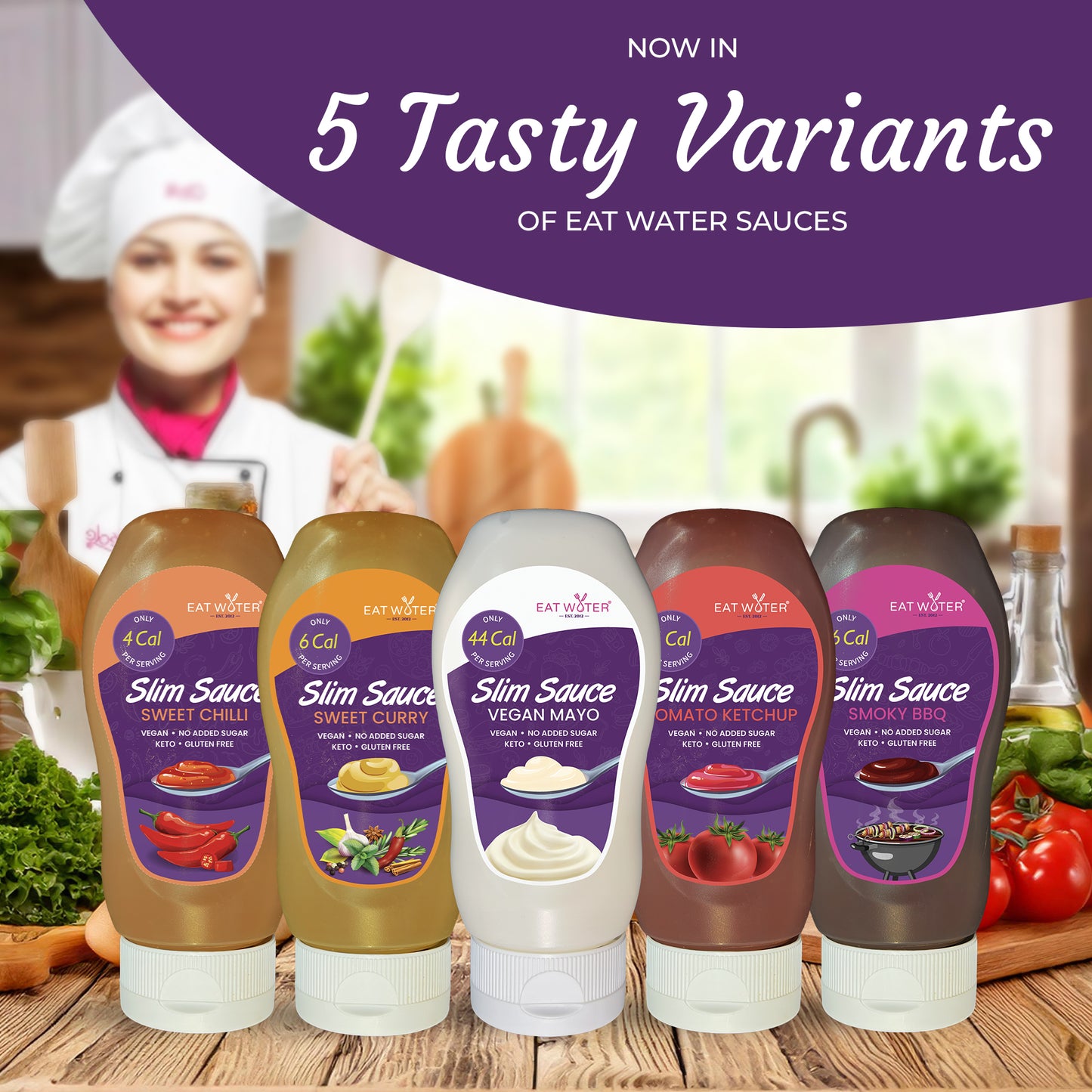 Eat Water Slim Sauce Assorted Combo (Sweet Chilli, Sweet Curry, BBQ, Ketchup)