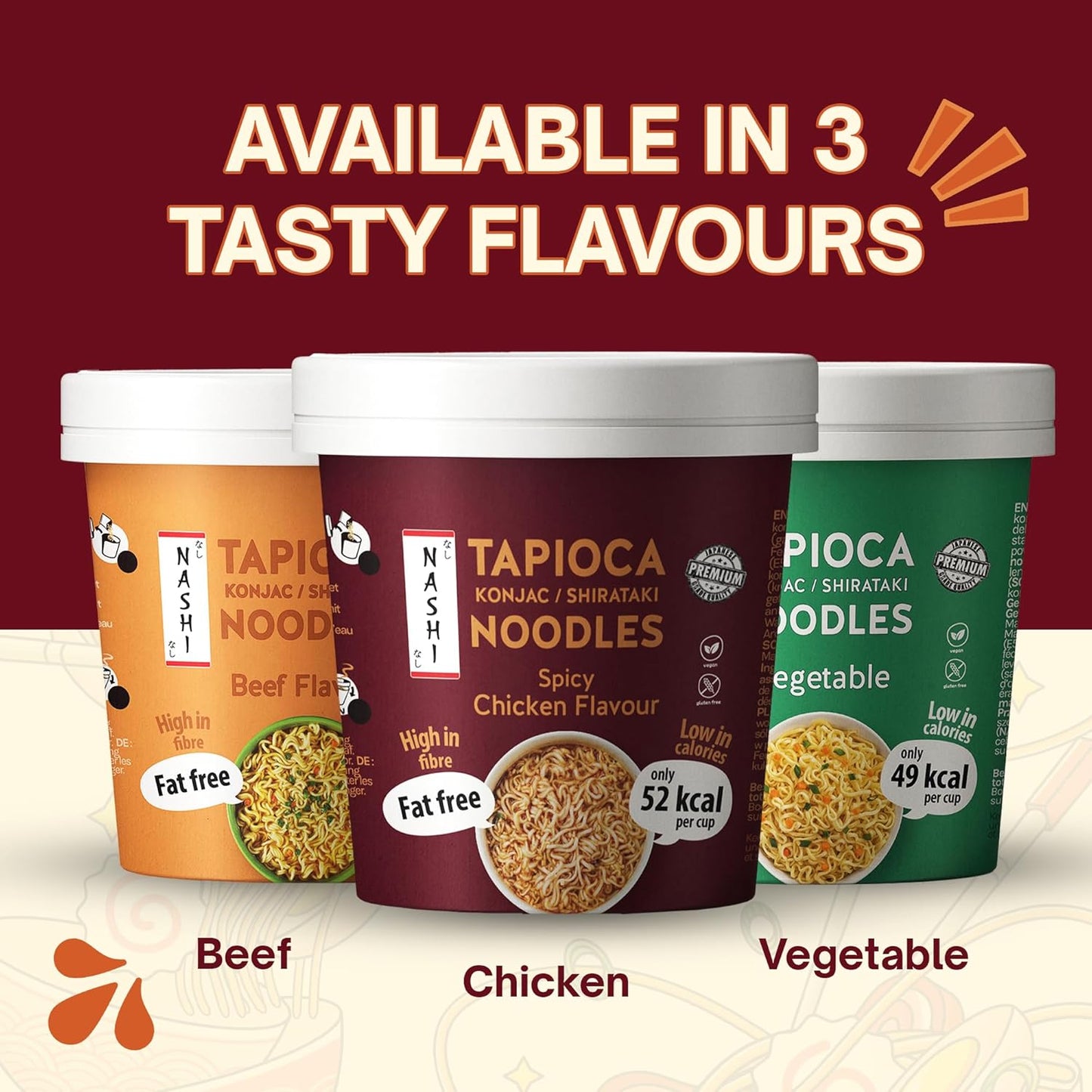 Nashi Tapioca Konjac Shirataki Pot Noodles- Spicy Chicken Flavour