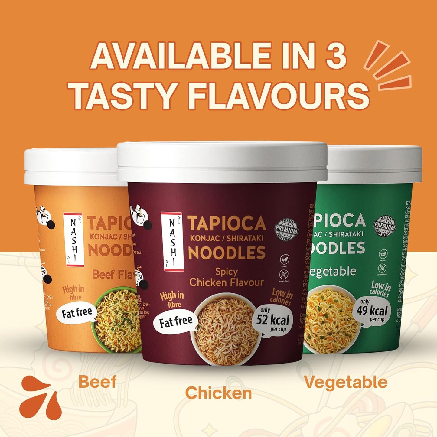 Nashi Tapioca Konjac Shirataki Pot Noodles- Beef Flavour