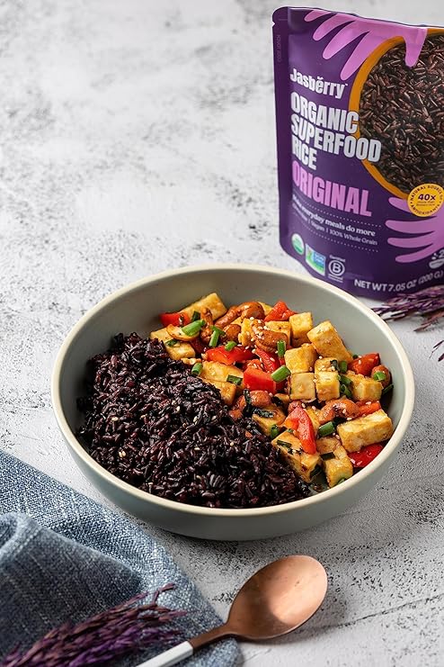 Jasberry Organic Rice - Superfood Rice with High Antioxidants, Ready to Eat or Heat, 100% Jasberry Rice, Non-GMO, Gluten-Free, USDA Certified Organic, Vegan (Pack of 6, Original)