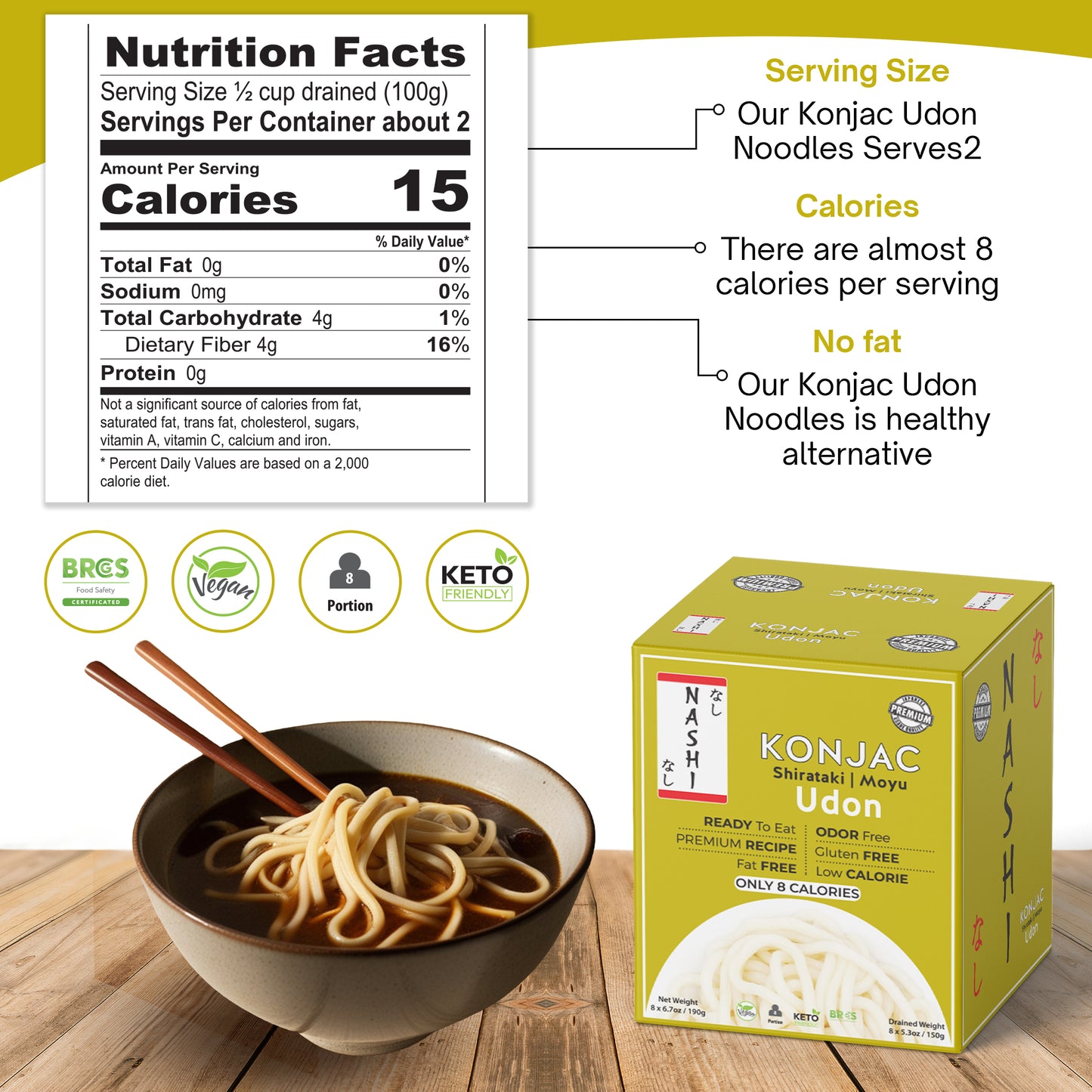 Nashi Konjac Shirataki Premium Udon Noodles