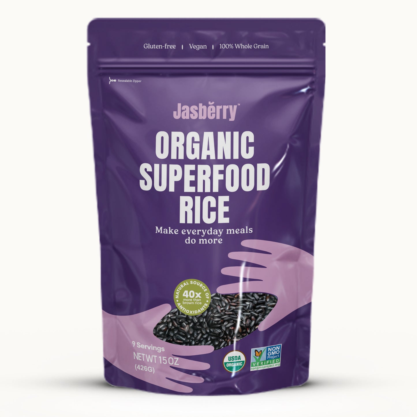 Jasberry Organic Rice - Superfood Rice with High Antioxidants, Ready to Eat or Heat, 100% Jasberry Rice, Gluten-Free, USDA Certified Organic, Mix pack (Pack of 3, 1 Coconut, 1 Original & 1 Organic)