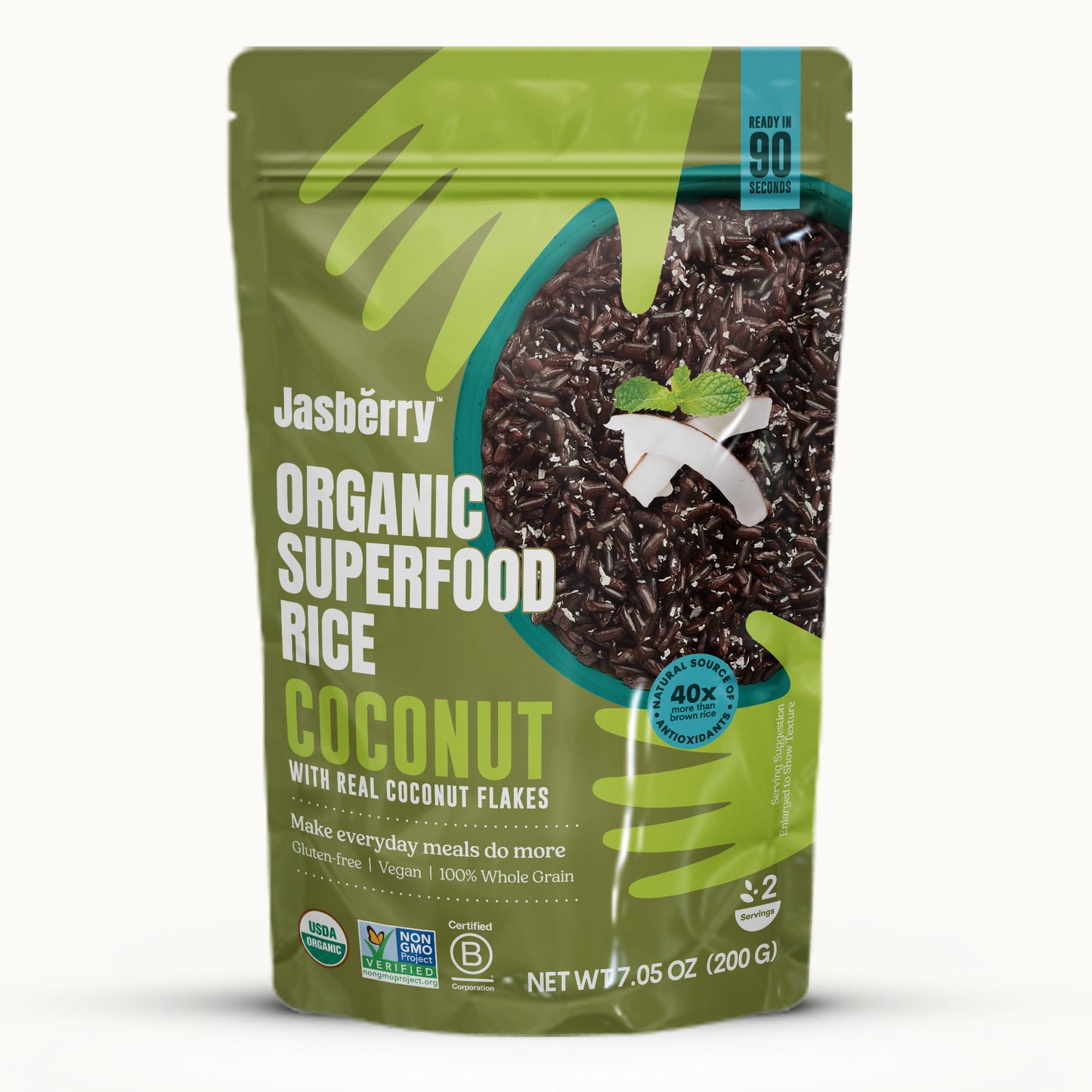 Jasberry Organic Rice - Superfood Rice with High Antioxidants, Ready to Eat or Heat, 100% Jasberry Rice, Gluten-Free, USDA Certified Organic, Mix pack (Pack of 3, 1 Coconut, 1 Original & 1 Organic)