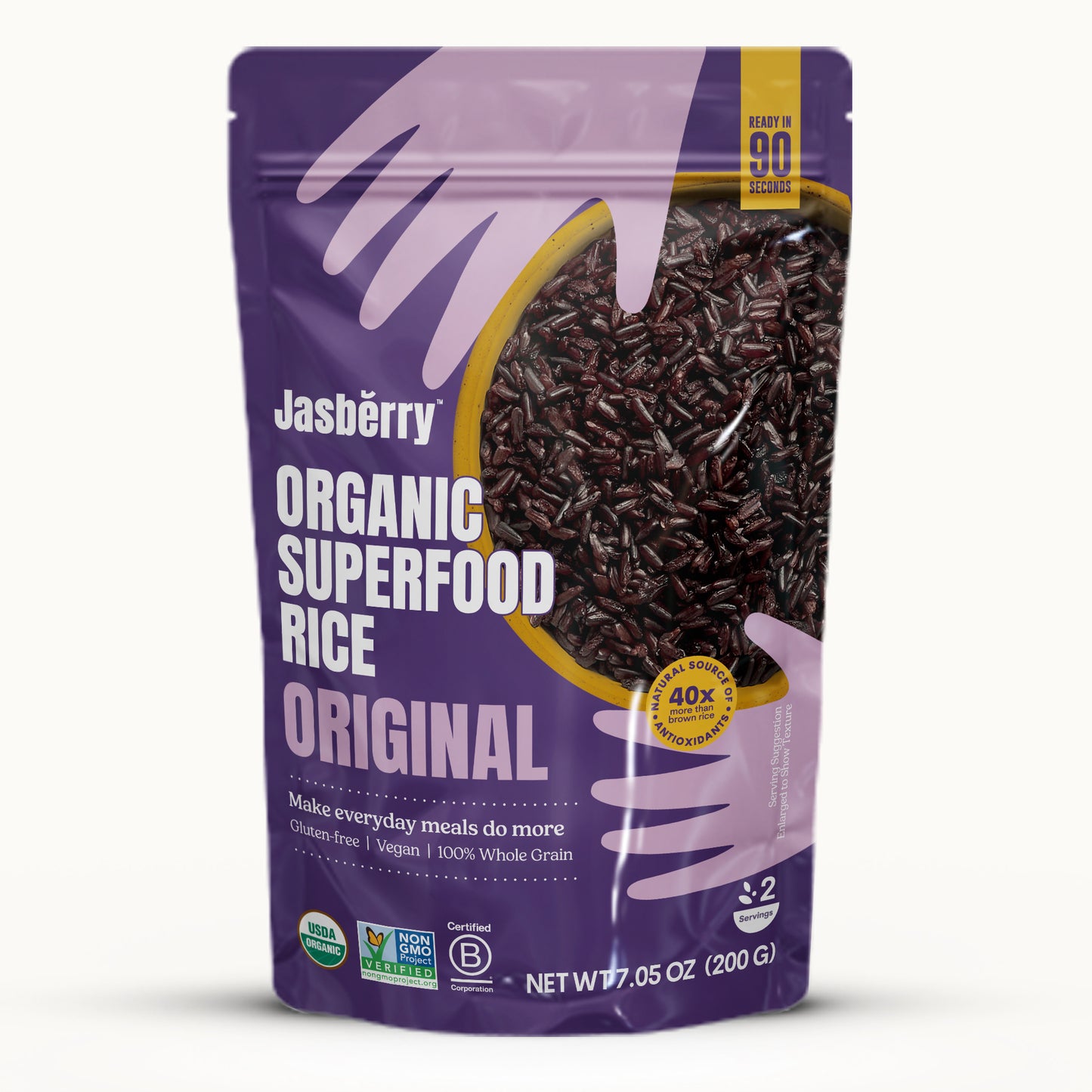 Jasberry Organic Rice - Superfood Rice with High Antioxidants, Ready to Eat or Heat, 100% Jasberry Rice, Gluten-Free, USDA Certified Organic, Mix pack (Pack of 3, 1 Coconut, 1 Original & 1 Organic)