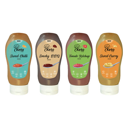 Keto Chef Sauces Combo (Sweet Curry, Smoky BBQ, Tomato Ketchup, Sweet Chilli Sauce)