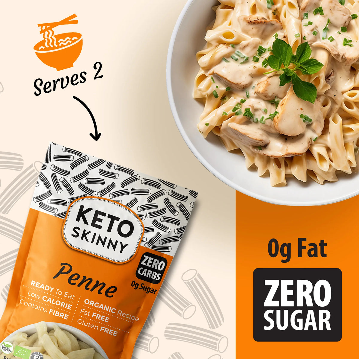 Keto Skinny Penne Pasta