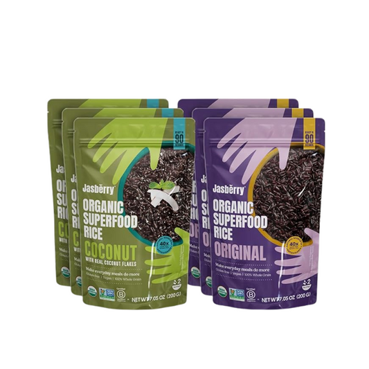 Jasberry Organic Rice - Superfood Rice with High Antioxidants, Ready to Eat or Heat, 100% Jasberry Rice, Non-GMO, Gluten-Free, USDA Certified Organic, Vegan (Pack of 6, Mix Pack)