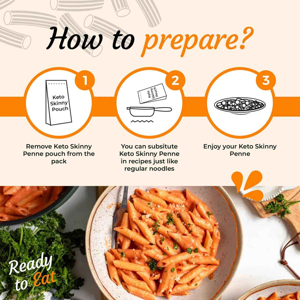 Keto Skinny Penne Pasta