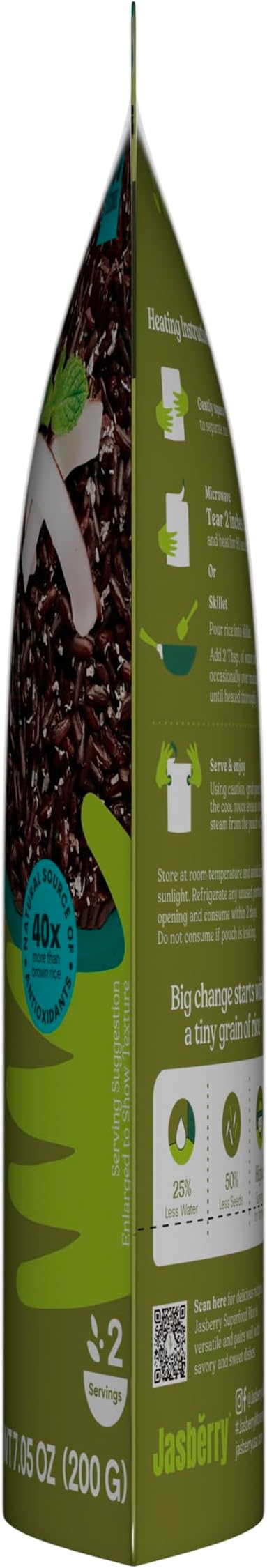 Jasberry Organic Rice - Superfood Rice with High Antioxidants, Ready to Eat or Heat, 100% Jasberry Rice, Non-GMO, Gluten-Free, USDA Certified Organic, Vegan (Pack of 6, Coconut)