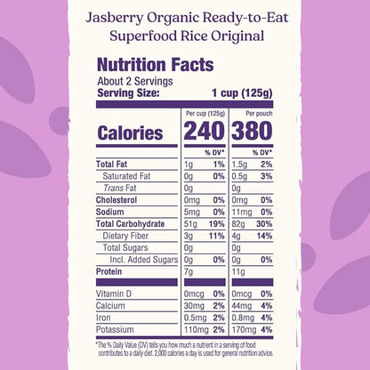 Jasberry Organic Rice - Superfood Rice with High Antioxidants, Ready to Eat or Heat, 100% Jasberry Rice, Non-GMO, Gluten-Free, USDA Certified Organic, Vegan (Pack of 6, Mix Pack)