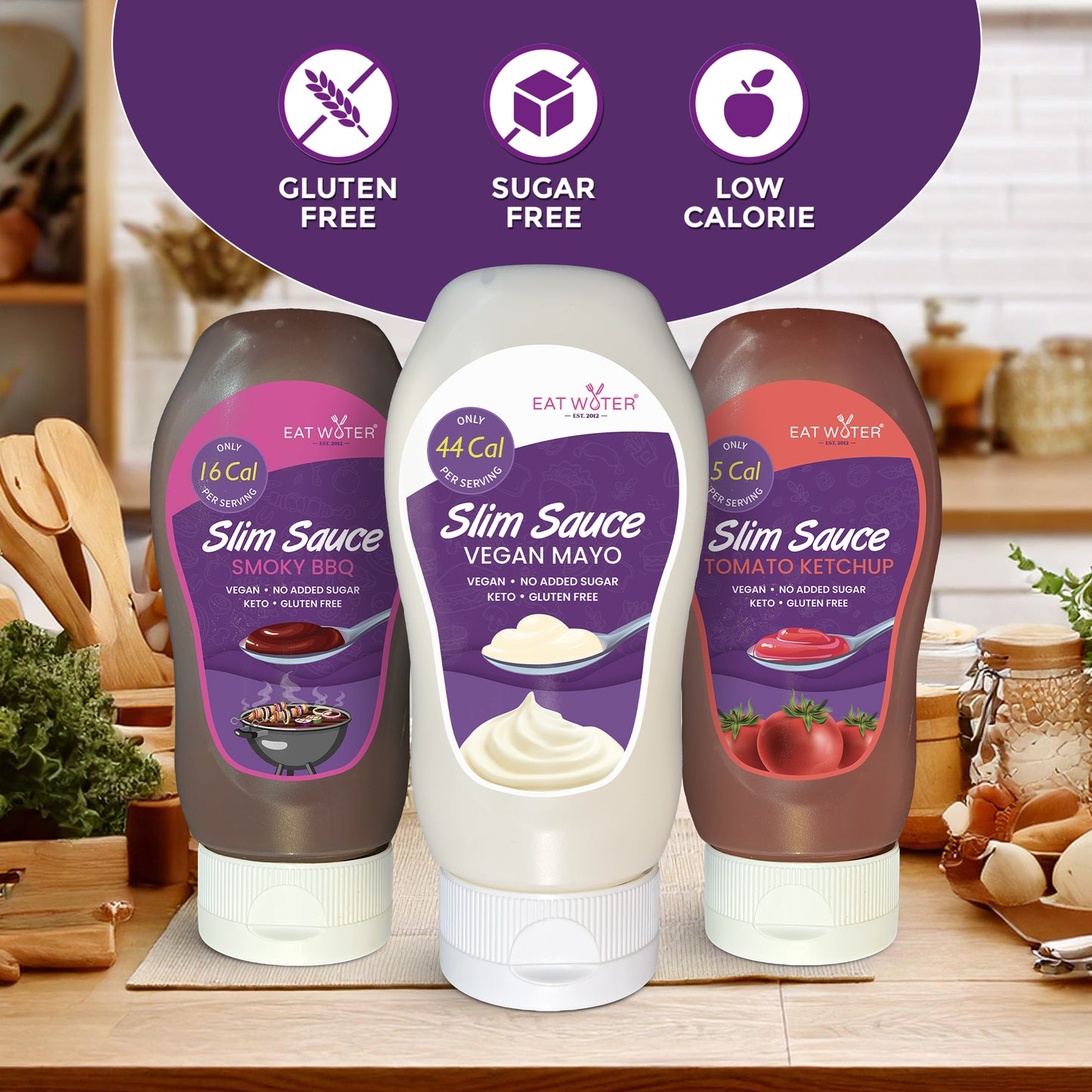 Eat Water Slim Sauce Assorted Combo (Sweet Chilli, Sweet Curry, BBQ, Ketchup)