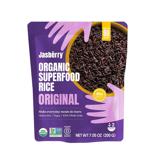 Jasberry Organic Rice - Superfood Rice with High Antioxidants, Ready to Eat or Heat, 100% Jasberry Rice, Non-GMO, Gluten-Free, USDA Certified Organic, Vegan (Pack of 6, Original)